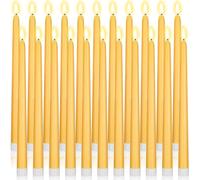 Macarrie 24 Packs Flameless Taper Candles Battery Operated Fake 11 Inch Long Candlelight LED Flameless Candlesticks Flickering Tapered for Summer Fall Wedding(Yellow)
