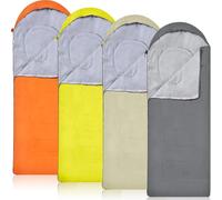 Macarrie 4 Pcs 0 Degree Camping Sleeping Bags Bulk for Adults 4 Season Warm Cold Weather Sleeping Bags with Compression Sack Lightweight Portable Waterproof for Backpacking Hiking Outdoor (Neutral)
