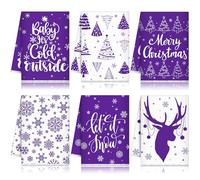 Macarrie 6 Pcs Christmas Kitchen Towels Purple Winter Kitchen Dish Towel Decorative Snowflake Bathroom Hand Towel Farmhouse Absorbent Merry Christmas Tea Towel for Bathroom Kitchen Xmas Gift Decor