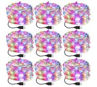 Macarrie 9 Pcs Fairy Lights USB Powered 16 ft 50 LED String Lights for Indoor Outdoor Bedroom DIY Party Wedding Home Festival Tree Garden Xmas Decoration (Multicolor)