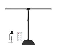 MACASA LED Desk Lamp for Office Dorm Home - Eye Caring Desk Light with Timer, Remote Control 24W Brightest Dual Screen Computer Monitor Gooseneck Dimmable Table lamp with Anti-Glare Cover Base