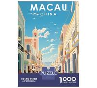 Macau China Travel 1000 Piece Jigsaw Puzzle, Historic Square Architecture, Screen-Free Fun, Matte Printed Jigsaw, for Travel Lovers, 38x26cm/1000pcs