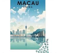 Macau China Travel Jigsaw Puzzle 1000 Pieces, Global Monument Landscape, Mindful Activity, Premium Paper Puzzle, for Home Décor Fans, 38x26cm/1000pcs
