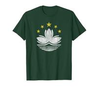 Macau Flag Macanese Lotus Blossom T-Shirt, Men, Dark Green, Medium