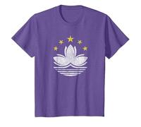 Macau Flag Macanese Lotus Blossom T-Shirt, Youth, Purple Heather, Medium