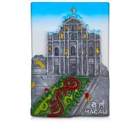 Macau Ruins of St. Paul's 3D Souvenir Fridge Magnet - Iconic Historic Centre of Macau Design - Hand-Painted Resin Refrigerator Magnet - 5.1cm x 7.2cm