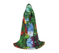 (Macaw and Toucan Perching of American Rainforests) Print Hooded Cape For Teenagers Costume Party, Halloween Hooded Cape Soft and Elastic,L
