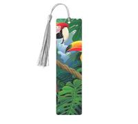Macaw and Toucan Perching of American Rainforests Printed Metal Bookmarks M - Gray Lightweight Aluminium Book Marker for Books, Journals & Gifts, Ideal Book Lovers, Holiday Decor & Crafts