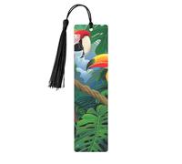 Macaw and Toucan Perching of American Rainforests Printed Metal Bookmarks S - Black Lightweight Aluminium Book Marker for Books, Journals & Gifts, Ideal Book Lovers, Holiday Decor & Crafts