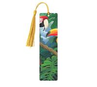 Macaw and Toucan Perching of American Rainforests Printed Metal Bookmarks S - Gold Lightweight Aluminium Book Marker for Books, Journals & Gifts, Ideal Book Lovers, Holiday Decor & Crafts