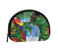 Macaw and Toucan Perching of American Rainforests Prints Coin Purse for Women Cute Small Change Wallet Mini Coin Purses Pouch with Zipper