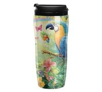 Macaw Flamingo Tropical Plastic Coffee Cup Travel Mug Double Walled Leakproof Tumbler with Lid for Home Office 350ml