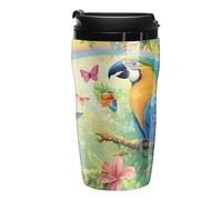Macaw Flamingo Tropical Plastic Coffee Cup Travel Mug Double Walled Leakproof Tumbler with Lid for Home Office 250ml