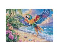 Macaw Flying Over Tropical Shore 300 Piece Complete Jigsaw Puzzle Set Teens Beginners Educational Challenge Puzzle Fans Group Play Anniversary Creativity & Gift Giving 300 PCS
