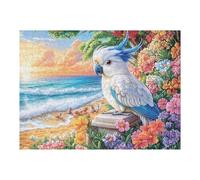 Macaw on Rocks by Waterfall 500 Piece Complete Jigsaw Puzzle Set Teens Beginners Educational Challenge Puzzle Fans Group Play Anniversary Fathers Thick Cardboard 500 PCS