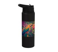 Macaw Parrot Tropical Rainforest Jungle Bird Stainless Steel Insulated Water Bottle