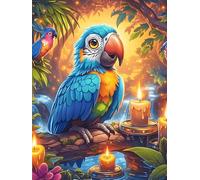 Macaw Parrot with Candles 300 Pieces Premium Jigsaw Puzzle Wildlife Pet Adult Jigsaws Educational Challenge Mental Exercise Wall Art Winter Durable Cardboard 300 PCS