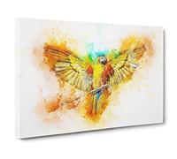 Macaw Parrot With Wide Wings Canvas Print | Gallery Wrapped 30mm Frame Wall Art | 24x16 inches | Ready to Hang | Abstract Animals Picture | Living Room Bedroom Lounge Office