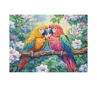 Macaw Parrots 500 Piece Complete DIY Jigsaw Puzzle Branch Bloom Leaves Collectors Mind Relaxation Educational Decorative Puzzle Gifts for Adults Sturdy Thick Cardboard 500 PCS