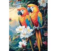 Macaw Parrots in A Tropical Forest 500-piece Jigsaw Puzzle Set Fairy Tale Scenery Cartoon For Adults Teens 14+ Logic Skill Indoor Game Family Game Night Summer Thick Cardboard 500 PCS