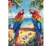 Macaw Parrots on A Tropical Beach 500-piece Jigsaw Puzzle Set Wildlife Pet Cute For Adults Teens 14+ Logic Skill Indoor Game Family Game Night Summer Paperboard 500 PCS