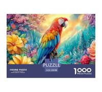 Macaw Perched Among Vibrant Flowers 1000Pc Jigsaw Puzzle Parrot Premium Quality, Great for Adults & Kids 52x38cm/1000pcs