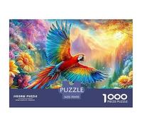 Macaw Soars Amid Bright Flowers And Mountains 1000-Piece Jigsaw Puzzle Parrot Challenging & Educational for All Ages 70x50cm/1000pcs