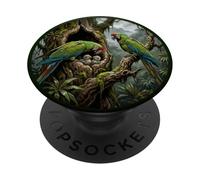 Macaw Soldier Macaw Bird Watcher Jungle Parrots Birds PopSockets Adhesive PopGrip