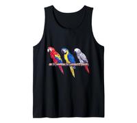 Macaws and African Grey Parrot Exotic Bird Illustration Tank Top