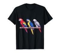 Macaws and African Grey Parrot Exotic Bird Illustration Value Graphic T-Shirt