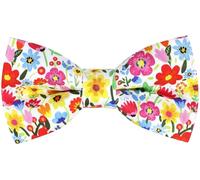 MACBANA Colorful Fun Pattern Pre-Tied Bow Tie Mens Floral Space Adjustable Bowtie, F Yellow Red Pink Floral04, One Size
