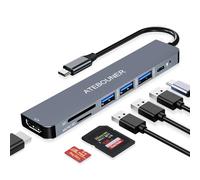 MacBook Adapter Multiport USB c hub multiport Adapter MacBook USB Adapter USB hub USB c 7 in 1 usbc dongle with 4K HDMI 100W PD USB 3.0 hub with sd Card Reader usbc hub USB Adapter for MacBook Air