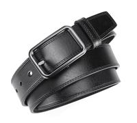 MACBORO Reversible Belts for Men Brown Black Leather Two-In-One Rotative Buckle Belt 35mm, Black and Brown, Size 39 (Fits Pants Size 33-36)