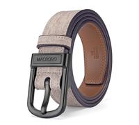 MACBORO Tsa Approved Plastic Belt Buckle Airport Security Belts Hypoallergenic Non Metal Nickel Free Leather Belt, Brown, Size 45 (Fits Waist 41-42）