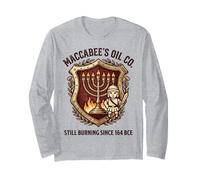 Maccabee's Oil Co. Still Burning Since 164 BCE Menorah Crest Long Sleeve T-Shirt
