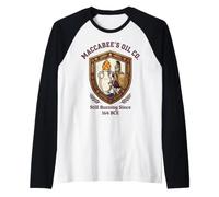 Maccabee's Oil Co. Still Burning Since 164 BCE Shield Emblem Raglan Baseball Tee