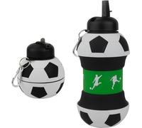 MACCABI ART Clip-On Collapsible 1 Liter, 34 oz. size BPA-Free Silicone Soccer Ball Large Water Bottle for Kids