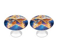 maccbn 2 Pack 1.1" Round Color Star Drawer Knob Stainless Steel Kitchen Cabinet Knob Pulls with Screws Hardware Decorative Handles Knobs for Dresser Cupboard Closet Door Wardrobe Easy Install