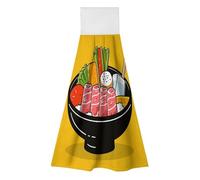 maccbn 2 Pack Quick Dry Kitchen Hand Towels with Loop Soft Cartoon Hotpot Doodle Dish Towels for Washing Dishes Absorbent & Lightweight Hanging Washcloths for Bathroom Sink Countertop Cleaning
