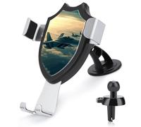 maccbn 3 in 1 Universal Car Phone Mount Adjustable Suction Cup Aircraft Fighter Jets Cell Phone Holder with Metal Hook Clip for Vent Windshield Dashboard Car Accessories Auto Interior Decoration Gift