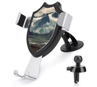 maccbn 3 in 1 Universal Car Phone Mount Adjustable Suction Cup Alaska Mountains Cell Phone Holder with Metal Hook Clip for Vent Windshield Dashboard Car Accessories Auto Interior Decoration Gift