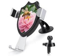 maccbn 3 in 1 Universal Car Phone Mount Adjustable Suction Cup Bees Collect Honey Cell Phone Holder with Metal Hook Clip for Vent Windshield Dashboard Car Accessories Auto Interior Decoration Gift