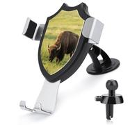 maccbn 3 in 1 Universal Car Phone Mount Adjustable Suction Cup Bison Eats Grass Cell Phone Holder with Metal Hook Clip for Vent Windshield Dashboard Car Accessories Auto Interior Decoration Gift