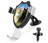 maccbn 3 in 1 Universal Car Phone Mount Adjustable Suction Cup Cat on The Grass Cell Phone Holder with Metal Hook Clip for Vent Windshield Dashboard Car Accessories Auto Interior Decoration Gift