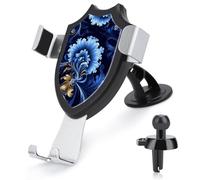 maccbn 3 in 1 Universal Car Phone Mount Adjustable Suction Cup Classic Blue Cell Phone Holder with Metal Hook Clip for Vent Windshield Dashboard Car Accessories Auto Interior Decoration Gift
