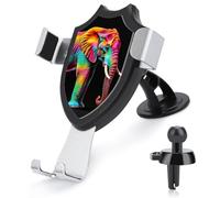 maccbn 3 in 1 Universal Car Phone Mount Adjustable Suction Cup Colorful Elephants Cell Phone Holder with Metal Hook Clip for Vent Windshield Dashboard Car Accessories Auto Interior Decoration Gift