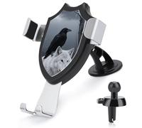 maccbn 3 in 1 Universal Car Phone Mount Adjustable Suction Cup Crow and White Wolf Cell Phone Holder with Metal Hook Clip for Vent Windshield Dashboard Car Accessories Auto Interior Decoration Gift