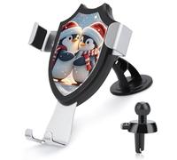 maccbn 3 in 1 Universal Car Phone Mount Adjustable Suction Cup Embracing Penguins Cell Phone Holder with Metal Hook Clip for Vent Windshield Dashboard Car Accessories Auto Interior Decoration Gift