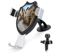 maccbn 3 in 1 Universal Car Phone Mount Adjustable Suction Cup Italian Town Street Cell Phone Holder with Metal Hook Clip for Vent Windshield Dashboard Car Accessories Auto Interior Decoration Gift