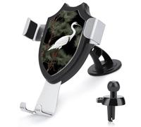 maccbn 3 in 1 Universal Car Phone Mount Adjustable Suction Cup Japanese Crane & Pine Cell Phone Holder with Metal Hook Clip for Vent Windshield Dashboard Car Accessories Auto Interior Decoration Gift